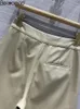 Pantalon féminin baeromad fashion piste d'été ivoire blanc lâche décontracté mi-taille basse mince multi-poche baril droit