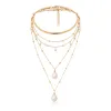 2st Multilayer Water Drop Imitation-Pearl Tassel Pendant Choker Necklace For Women Wed Elegant Flat Snake Chain Y2K Jewelry New