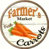 Mercato degli agricoltori carote cipolle fragole di pomodori mirtilli segnali circolari in metallo, adatti ai supermercati e alle fattorie dei mercati