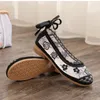 Casual Shoes Veowalk Vintage Embroidered Women Gauze Mesh Ankle Strap Ballet Flats Black Grey Summer Comfortable Cool Walking Non-Slip