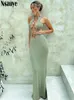 Abiti casual sexy Hollow Out Bandage Party Evening Women Club Dress Sleeveless Solid Elegant Summer Bodycon Prom 2024