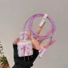 Jolie de la frontière à onde Bowknot 3D Nouveau couvercle de protecteur de câble USB pour l'iPhone 18W-20W Cordon de tête de piqûre de morsure de la ligne de données