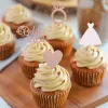 12/24pcs noiva para ser cupcakes de anel de diamante Decorações de bolo de chuveiro de noiva de casamento de diamante Bacharelte Rose Bachelorette Party Supplies