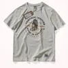 Summer Mens Vintage Printed Tshirt American Casual Okrągła szyja czyste bawełniane mycie krótkie rękawowe koszula 240329
