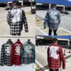 22SS Heren Zwart Wit Plaid Casual Shirt Off Polar Fleece Shirts American Hip-Hop Men Women Long Sleeved Cardigan Coat S S