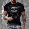 Мужские толстовок толстовок для толстовок ретро-черепа 3D-печать футболка мужская летняя футболка O-образное вырезок Hip Hop Top Horror Hot, продавая повседневную футболку Harajuku очень большая одежда C24325