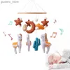 Mobiles# Baby Rattle Toy Crib Mobile Wooden Bed Bell Soft Felt Alpaca Shape Wind Chime Pendant Newborn Music Box Bed Bell Toys Crib Gifts Y240412