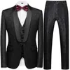 Ternos masculinos Blazers 2023 Novo casamento casual casual sina host slim flor de traje de flor 3 pcs blazers vestido calça calças coletes casaco de colistramento