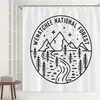 Shower Curtains Adventure Forest Mountain Camping Curtain Abstract Creative Bath Black White Print Modern Bathroom Decor Hooks