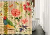 Shower Curtains Bird Curtain By Ho Me Lilis Retro French Letter Rose Flower Leaves Bathroom Set Home Decorative Waterproof With Hooks