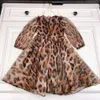 Basic & Casual Dresses Girls' Leopard Pattern Long Sleeved Dress Made of Pure Silk Cotton, Simple Elegant