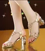 Golden kitten heel Wedding Shoes open toe chunky heels sandal Korean style rhinestone allmatch Fashion Bridal Shoes3741803