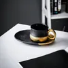 Tazze di piattini espresso tazza di fascia di lusso di nicchia di lussuoso sentimento di moda grossolana di ceramica nera tazze da caffè nero