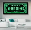 Money Never Sleeps Canvas Paintings Art Posters and Inspiring Phrases Prints Wall Art Pictures for Living Room Home Decoration Cua8569852