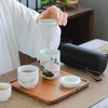 Ensemble de thé chinois de voyage Gaiwan pour un, une petite théière en céramique de kungfu avec tasse de thé, accessoires de thé de style japonais pour les amateurs de thé