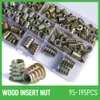 90/100/180/195 PCS M4 M5 M6 M8 M10 HEX SOCKET Gömülü Fındık Kiti Metal E-NUT Ürünlük Ahşap İşleme Mobilyaları için Set