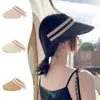 Visors Wide Brim Hats Beauts Beauts Femmes Summer Summer Sunoor Sun Protective Ponytail Paille Paille face