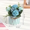 Decorative Flowers Artificial Fake Potted Bouquet Multicolor Hydrangea With Vase For Wedding Party Home Dining Table Decoration