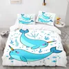 Bedding Sets Cartoon Style Duvet Cover Carefully Crafted Set 220x240 With Pillowcase For Blue Dolphin Print Home Textiles