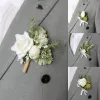 Elegant Artificial Flower Corsage Brooch Groom Groomsmen Boutonniere Silk Rose Tulip Floriches Brooches Party Party Accessoires