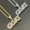 HipHop Custom Name Baguette Letters Pendant Necklace With Free Rope Chain Gold Silver Rosegold Bling Zirconia Men Pendant Jewelry