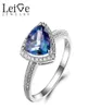 2021 Nya Leige Jewelry Neptune Garden Topaz Ring Wedding Ring Trillion Cut Blue Gemstone S925 Silver November Birthstone för Her1608941