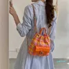 Spring Women's Academy Style Chain ryggsäck Fashion Versatile Checkered vävd ryggsäck för kvinnor
