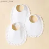 Bibs Burp Cloths 3 baby girl Saliva towels 100% pure cotton soft and comfortable lace white simple 0-2 years old Y240412