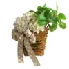 Decorative Flowers Front Door Basket Decoration Elegant Artificial Hydrangea Rattan Flower With Dotted Bowknot For Indoor Outdoor Decor