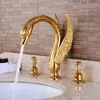 Bathroom Sink Faucets Oil Rubbed Black Faucet Luxury Golden Brass Swan Spout Mixer Tap B-11000H