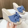 Slippers Women Fashion Casual Party Club Shoes Bowknot Design Platform Wedge Sandals Summer Flip Flops