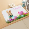 Carpets Easter Printed Wood Grain Egg Floor Mat Entry Door Living Room Kitchen Flannel Carpet Bathroom Non-slip