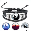 Bracelets de charme Bracelet en cuir Wolf And Fl Moon