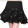 Rokken Nieuwe volwassen Latin Dance Woman Rok Spring Summer Square kostuum Zelflengte pailletten Performance Korte rok Femme