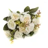 Flores decorativas Casamento Bridal European Artificial Rose Leaf Bouquet Party Decal