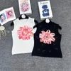 2024 Summer Women Designers O-neck Knit Sleeveless Tanks Fashion Flower Sequin Embroid Lady Tees Luxury Casual Tops T-shirts