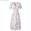 Basic Casual Dresses Casual Elastic Waist Boho Beach Dress Women Summer Dress 2021 Plus Size Floral Print Vintage Chiffon Midi Dress Vestido de Festa T240412