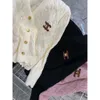 Women's Knits & Tees Ce23ss Autumn/winter Letter Embroidery Metal Button V-neck Celebrity Style Long Sleeve Cardigan Coat