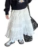 Kids Lace Hollow Embroidery Long Ckerts Girls Tiered Falbala Princess Skirt 2024 Summer Children Birthday Salting Z7678