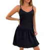 Vestidos casuais femininos bainha feminina mangas vestido de tanque redondo colo de pescoço de verão moda e simples