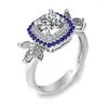 Кластерные кольца подлинное 1 -кадр Моассанитовый кольцо Diamond Eternity Sterling Seding Wedding с Sapphire Cz Undefined Women Delerery Del Dhwgo