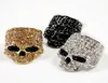 Merkschedelringen voor mannen Rock Punk Unisex Crystal Blackgold Color Biker Ring Male Fashion Skull Jewelry Whole5785738