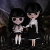 Icy DBS Blyth Doll 16 Joint Body 30cm Black Hair Black Eyelids Long Eyelashes Sleepy Eyes Dark Series BJD Toys Fashion Gift 240409