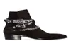 Brand New Man Ami Ri Bandana Strap Buckled Ankle Boots Black Leather Suede Multiple Bandana Print Sidebuckled Straps Shoes1646599