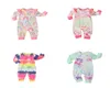 Barnkläder flickor pojkar regnbåge tie färgämne rompers spädbarn flygande ärm jumpsuits vår höstbutik baby klättring kläder z12942134400