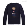 2023SS Высококачественный флаг свитера в Соединенных Штатах Полос Полос Длинный Медведь сплошной цвет. Случайный вязаный пуловер S-xl