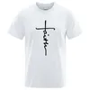 T-shirts masculins 2024 Coton Retro Faith Imprimez d'été T-shirt pour hommes femmes Fashion de haute qualité à manches courtes tshirt de sport en vrac respirant