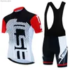 Cycling Jersey stelt nieuwe Pro Team Cycling Jersey Set Summer Cycling Clothing MTB Bike Design Uniform Maillot Ropa Ciclismo Man Cycling Bicyc Suit L48