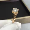 18 -karatowy Rose Gold Original Genialne Cut 12 CT Diamond Test Past D Color Cow Head Pierścień Luksusowy biżuteria