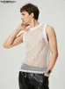 Men Tank Tops Oneck Mesh Mesh Transparente Streetwear Sexy Casual Vests Casa de férias Clothing S5XL Incerun 240412